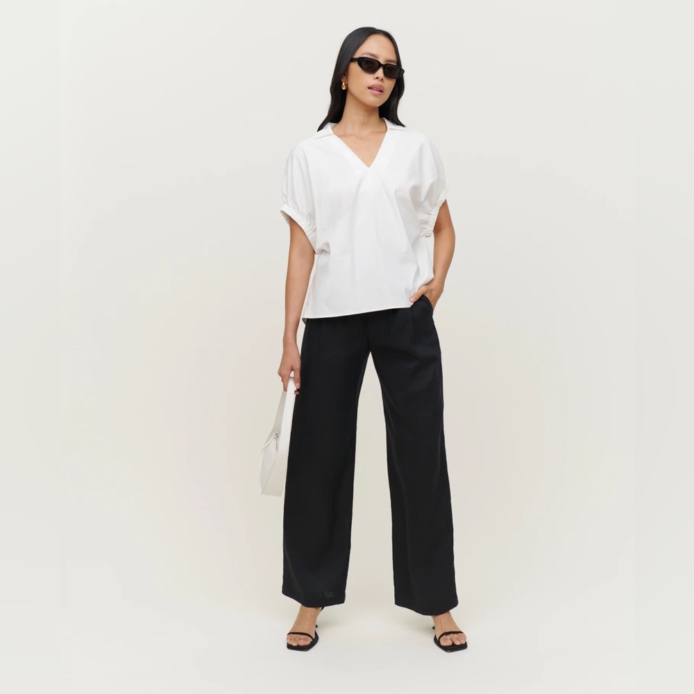Reformation NWT XS Otis White Blouse V Neck - Picture 4 of 11